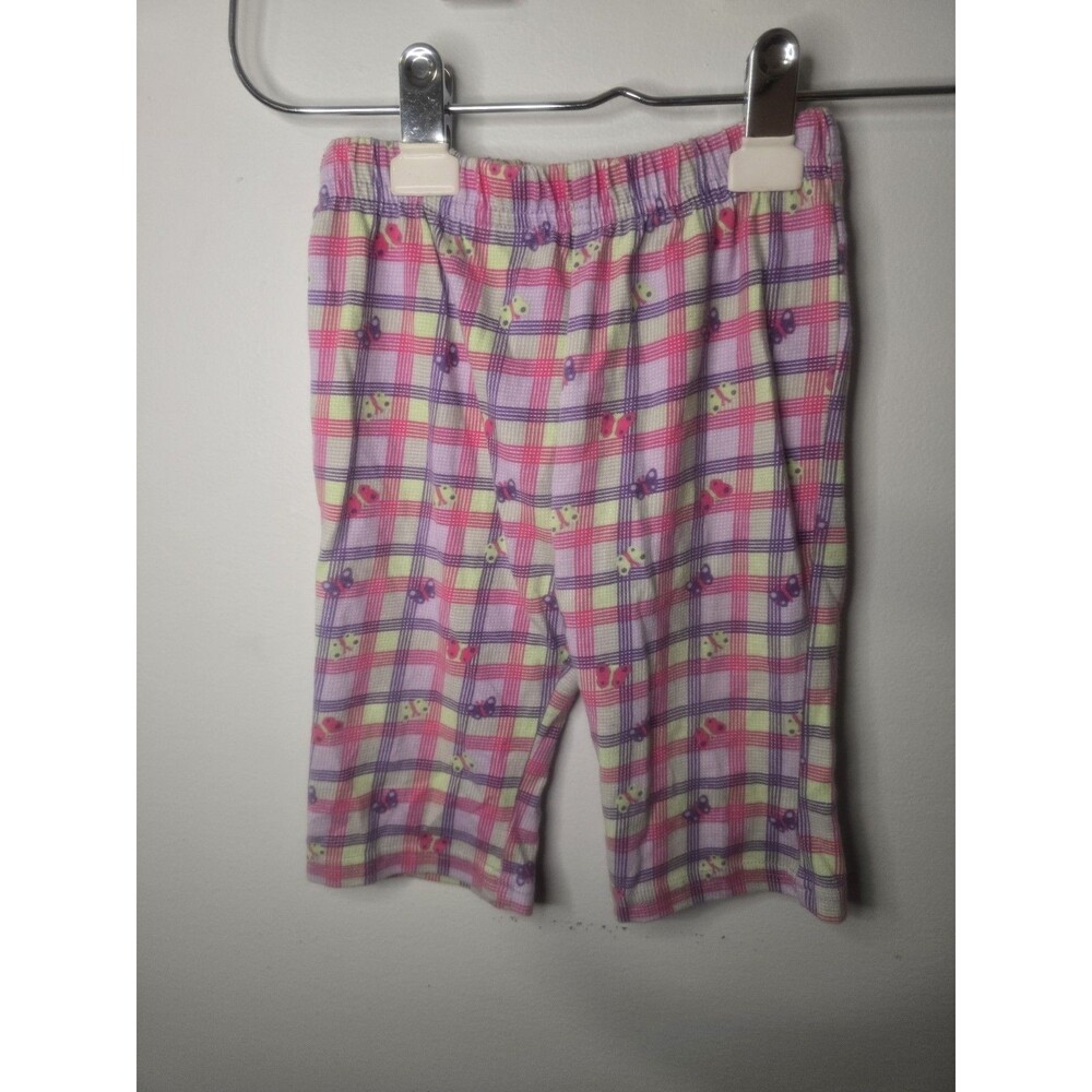 Vintage 90s Simply Basic Toddler Girl Pants 24M Butterfly Plaid Ribbed